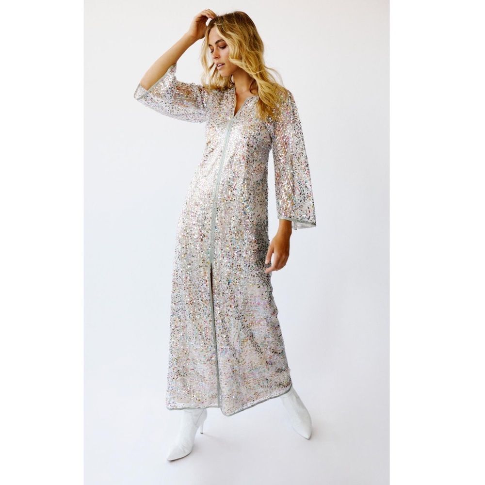 Free People x Anna Sui Sequin Maxi Party Dress
